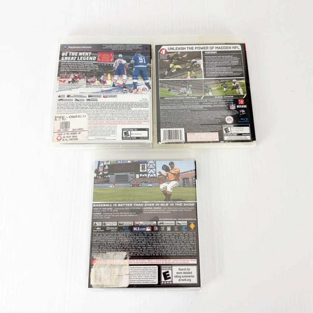 Set of 3 Sports PlayStation 3 PS3 Video Games NHL 12 Madden 07 MLB 15